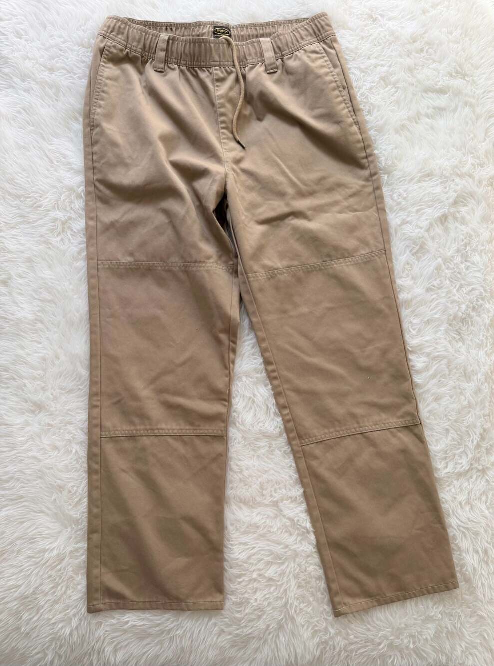 RVCA Americana Fit Double Knee Elastic Waist Pants Khaki Size M